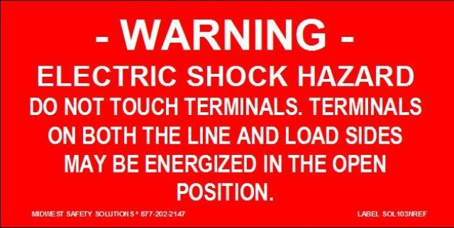 2" X 4" Engraved Solar Placard - "WARNING: ELECTRIC SHOCK HAZARD, DO NOT TOUCH TERMINALS....."